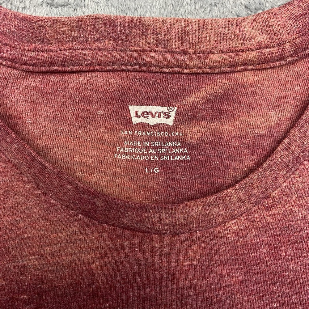 Levi's‎ T-shirt Men's Size Large Red Distressed Acid Wash Bleach Dyed - Picture 5 of 7